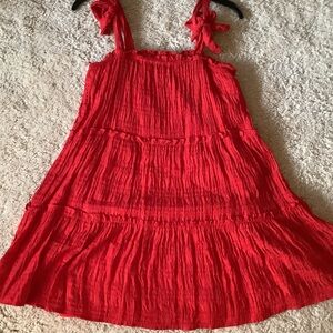 Altar'd State Red Sleeveless Mini Dress/top w/Soft Pleated Smocked Design sz M